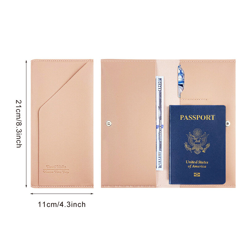 Estojo de passaporte em couro PU para homens e mulheres, saco de armazenamento multifuncional, proteção de certificado, viagem de negócios