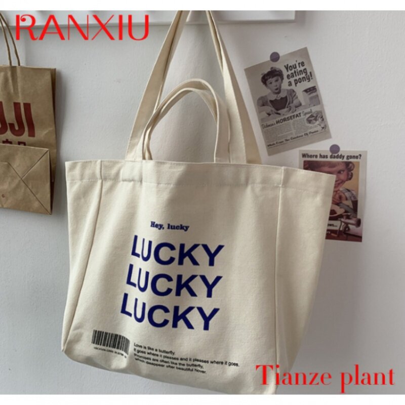 Custom Eco cotton tote bag with multiple pockets canvas bag with custom logo