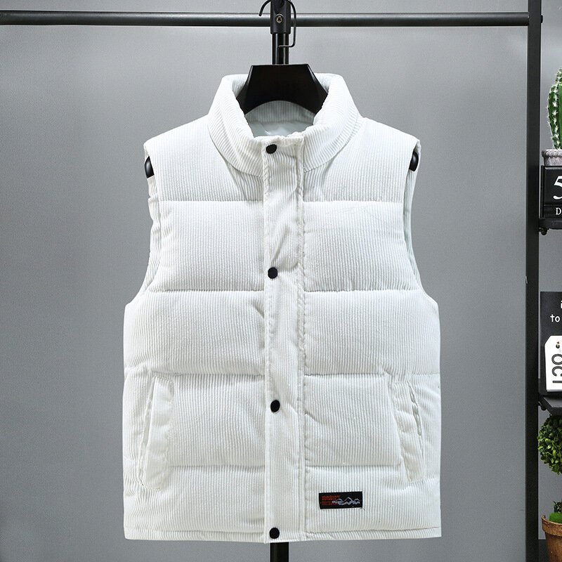 2024 New Vest Jacket uomo autunno inverno caldo cappotto senza maniche colletto alla coreana gilet imbottito velluto a coste abbigliamento da lavoro abbigliamento maschile 5XL
