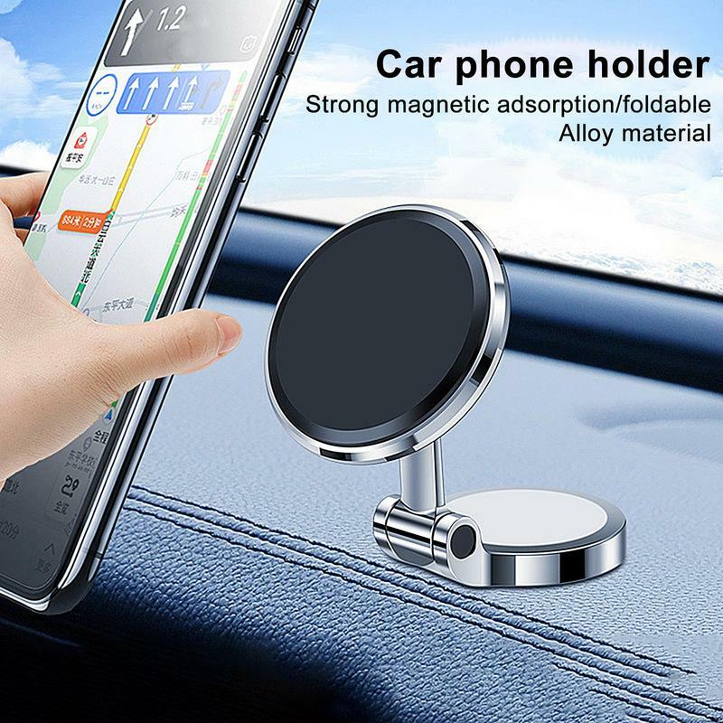 360 dudukan ponsel mobil magnetis dapat diputar, Magnet ponsel pintar mendukung GPS braket ponsel lipat di mobil untuk IPhone Samsung