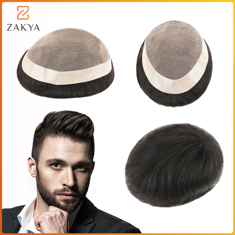 Mono Durable Human Hair Toupee Men Breathable Male Hair Prosthesis Capillary Men 130% Density 6" Male Wig Systems Free Shipping