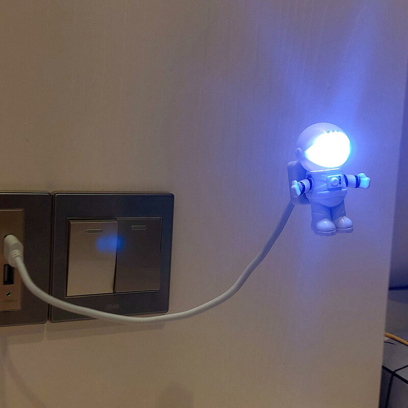 USB 야간 조명 LED 우주 비행사 램프 책상 램프 유연한 LED 야간 조명 5V 독서 테이블 조명 공간 남자 장식 램프 노트북