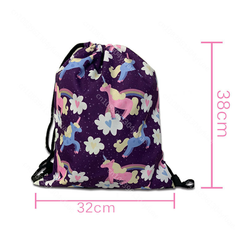 26 Initials Flower  Drawstring Bag Girl A-Z Letter Travel School Backpack Kid Birthday Baby Shower Gift Bag Supplies