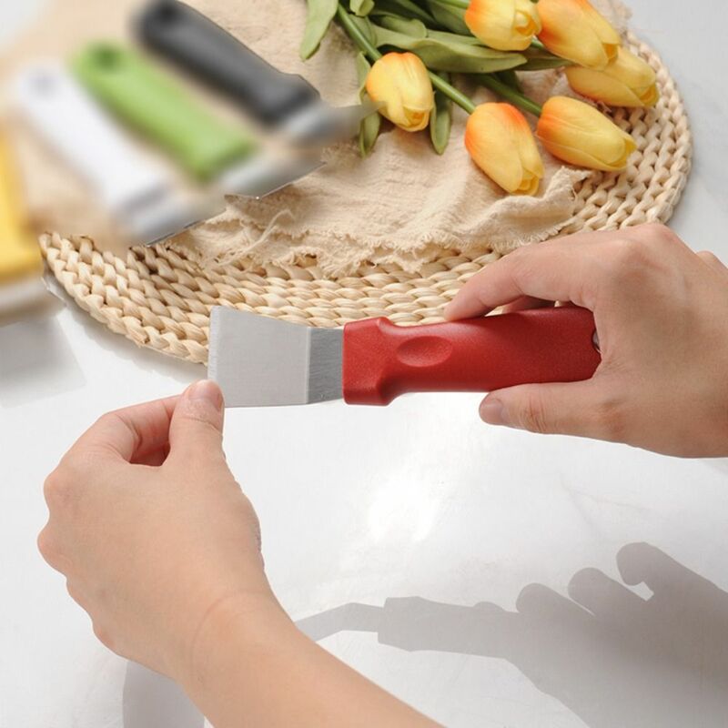 2Pcs Multifunctional 2-in-1 Kitchen Cleaning Spatula Stainless Steel Thickened Grease Spatula Stove Cleaning Tools