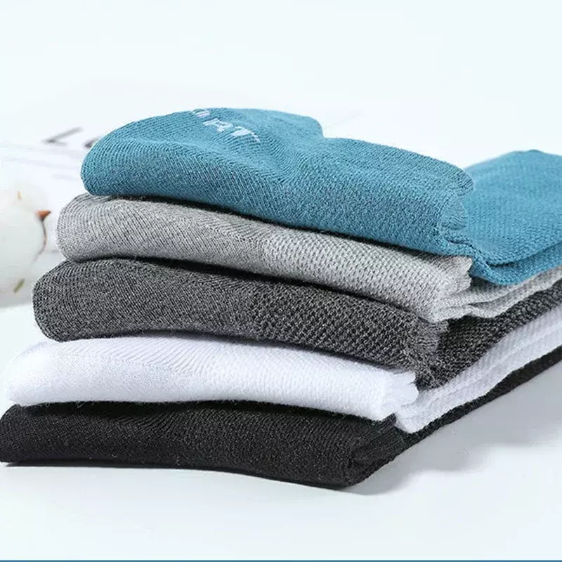 Calcetines cortos de algodón para hombre y mujer, medias tobilleras transpirables, suaves, informales, deportivas, 5 pares