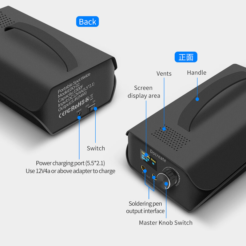 Soudeuse par points portable à batterie au lithium, casse-tête Farad, soudage domestique, double impulsion, 0.3mm, nickelé avec LCD