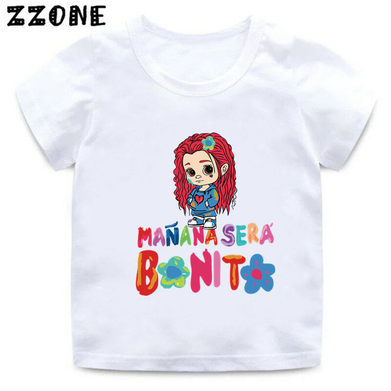 Camiseta con estampado de dibujos animados para niños y niñas, ropa bonita de Manana Sera Bonito Karol G Bichota, Tops de verano, ooo5869