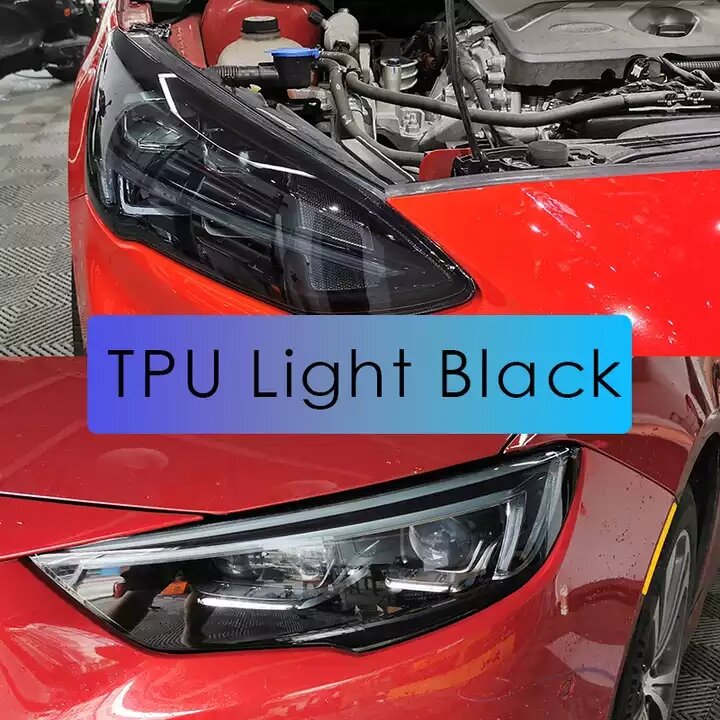TPU 소재 블랙 테일 라이트 필름 수리 투명 PPF 자동차 헤드라이트 필름, 다크 블랙 라이트 그레이, 7.5mil 스모크 블랙