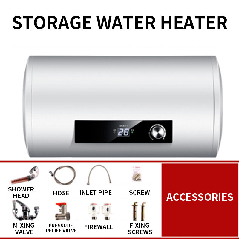 60L Electric Water Heater 2000W Household water storage type fast heating Energy saving Leakage Protection Fault Self-test