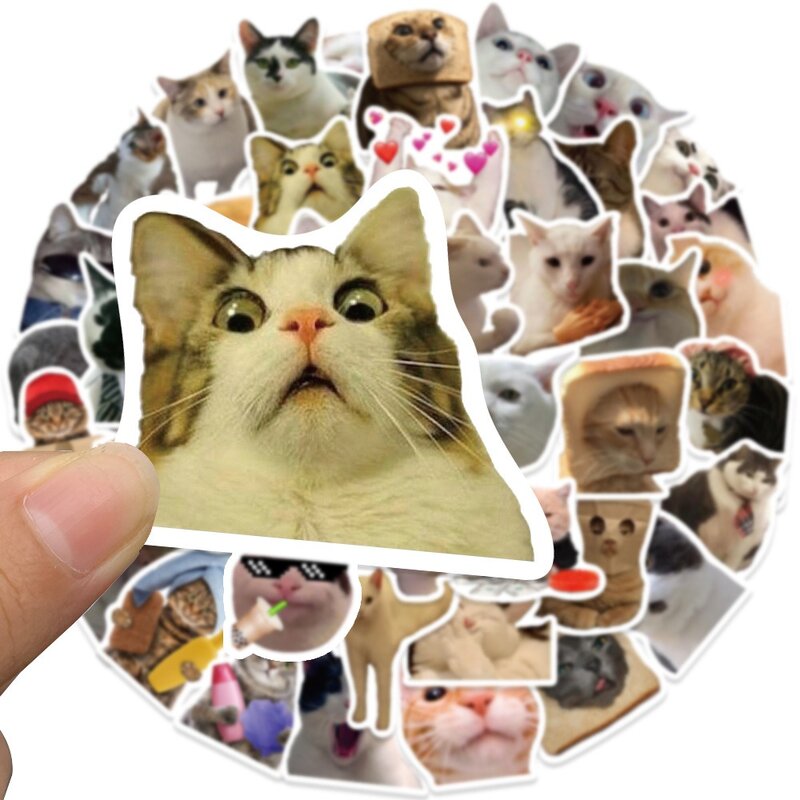 50 buah stiker kucing lucu tahan air stiker kucing lucu untuk botol air Laptop Skateboard buku tempel bagasi mainan anak