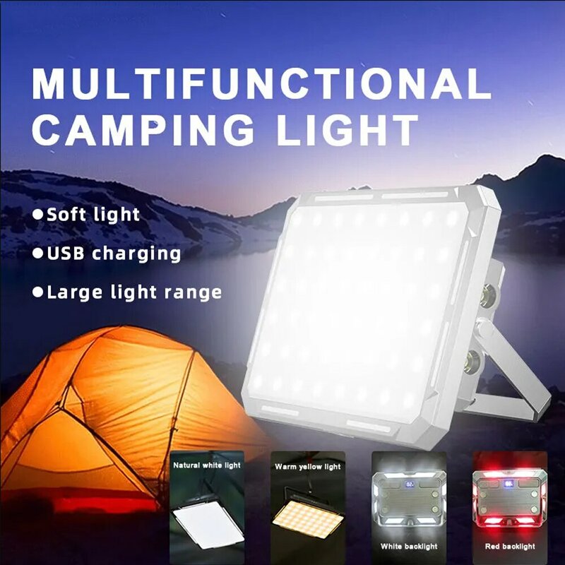 Lampu tenda Kemah LED portabel, lampu sorot dapat diisi ulang daya tinggi luar ruangan pencahayaan darurat tahan air lampu malam gantung
