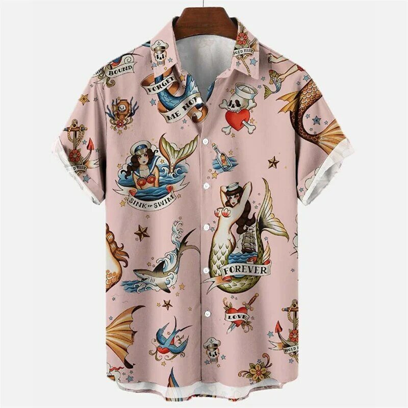 Гавайская рубашка с 3d принтом для мужчин и женщин, модные пляжные топы с короткими рукавами и цветочным рисунком, большие размеры, одежда на лето