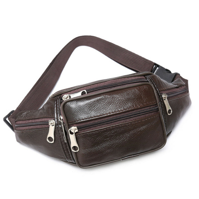 Men's Waist Pack Leather Bag Waist Belt Bag Male Leather Fanny Pack Fashion Luxury Small Shoulder Bags For Men 2024 New