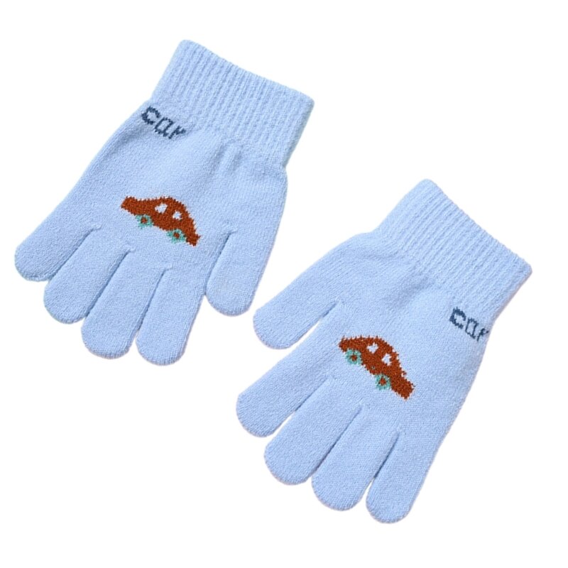 Autumn Winter Kid Knitted Warm Gloves Outdoor Mittens Cartoon Split Finger Glove DropShipping