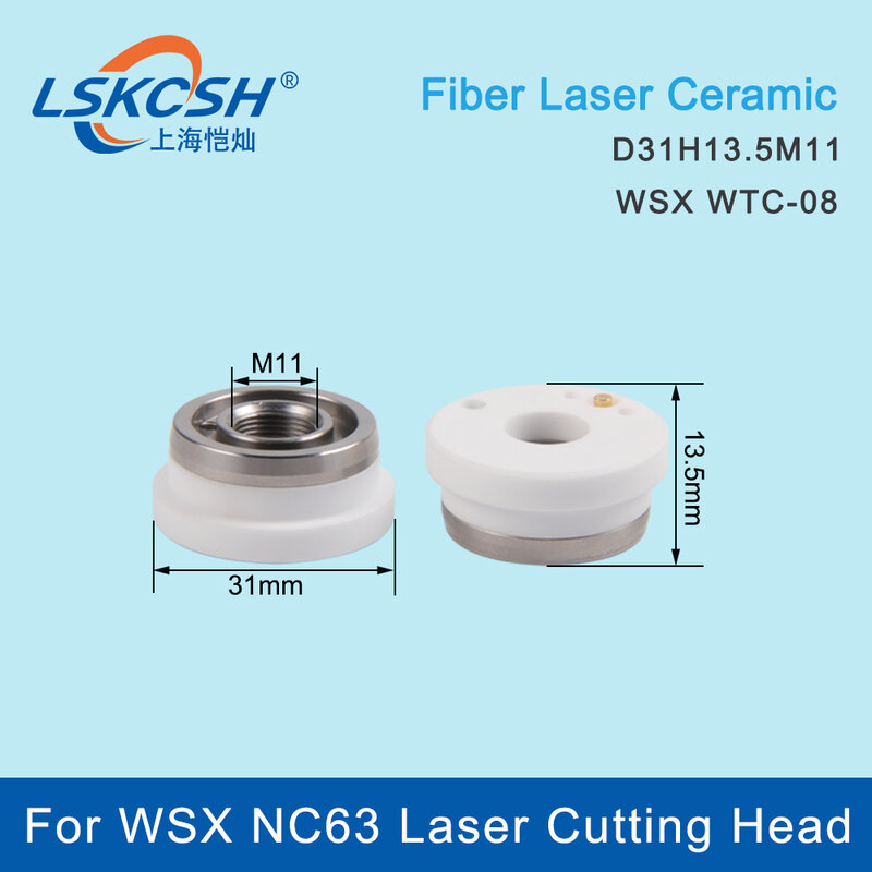 Cabeça cerâmica do laser LSKCSH, suporte do bocal, parte do sensor para a cabeça de corte da fibra WSX NC63, WTC- 08, D31, H13.5, M11