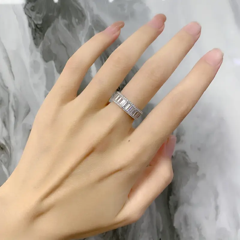 2022 New Product Rectangular Zirconium Full Diamond Inlaid Row Ring for Women Small and Versatile, Fashionable and Minimalist