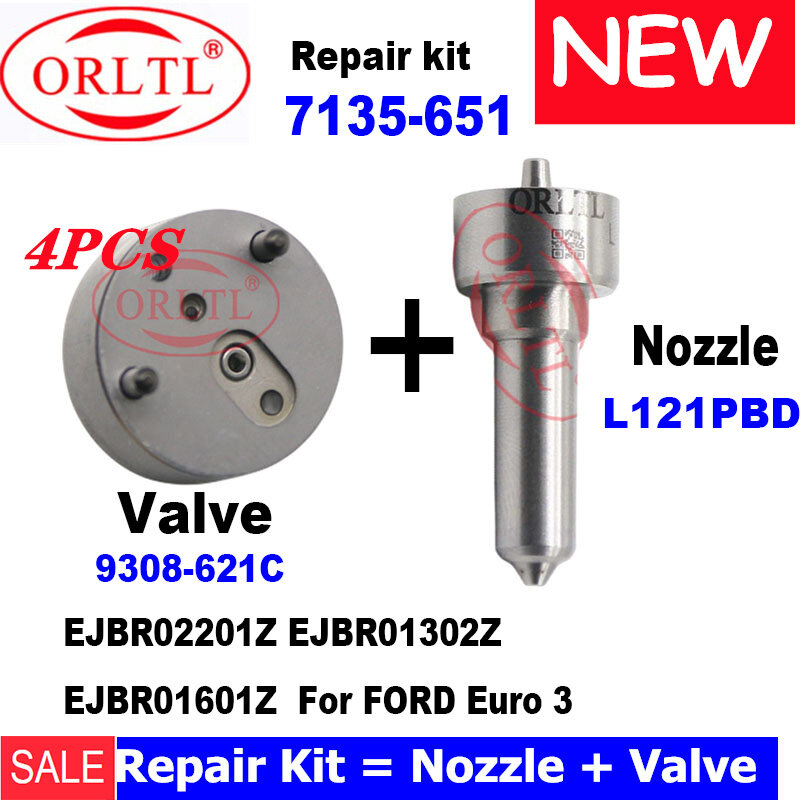 Евро 3 сопла L121PBD L121PRD клапан 9308-621C для форсунки FORD Focus EJBR02201Z EJBR01302Z EJBR01601Z ремонтные комплекты 7135-651 4 шт.