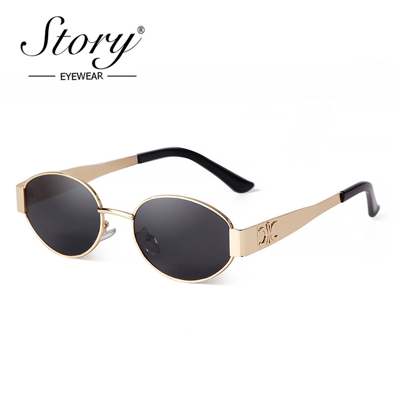 Geschichte Retro Metall ovale Sonnenbrille für Frauen Männer Luxusmarke Designer trend ige Punk runde Sonnenbrille weiblich uv400 s9521a