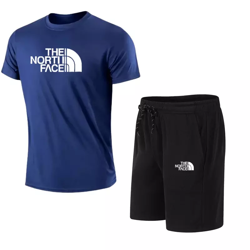 Мужская футболка и шорты, летний популярный мужской спортивный комплект с принтом, модная футболка с коротким рукавом, Мужской комплект для бега, 2024