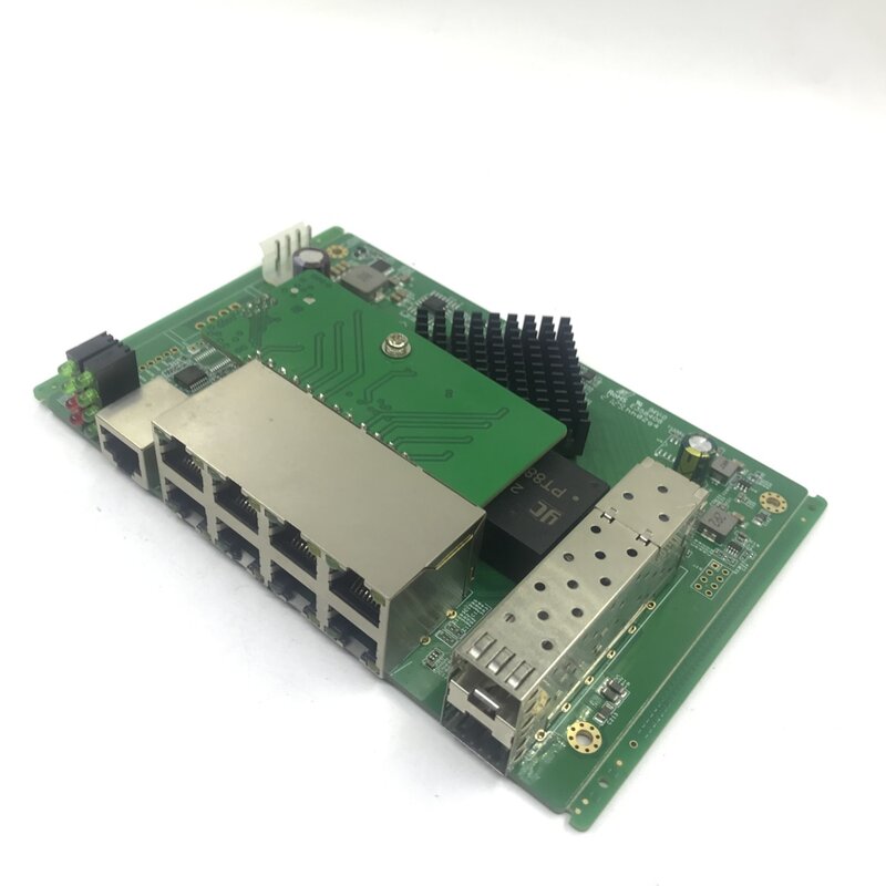 Módulo de interruptor gestionado de 8 puertos, conmutador industrial PoE Ethernet de 10/100/1000Mbps con 2 conmutadores Gigabit SFP