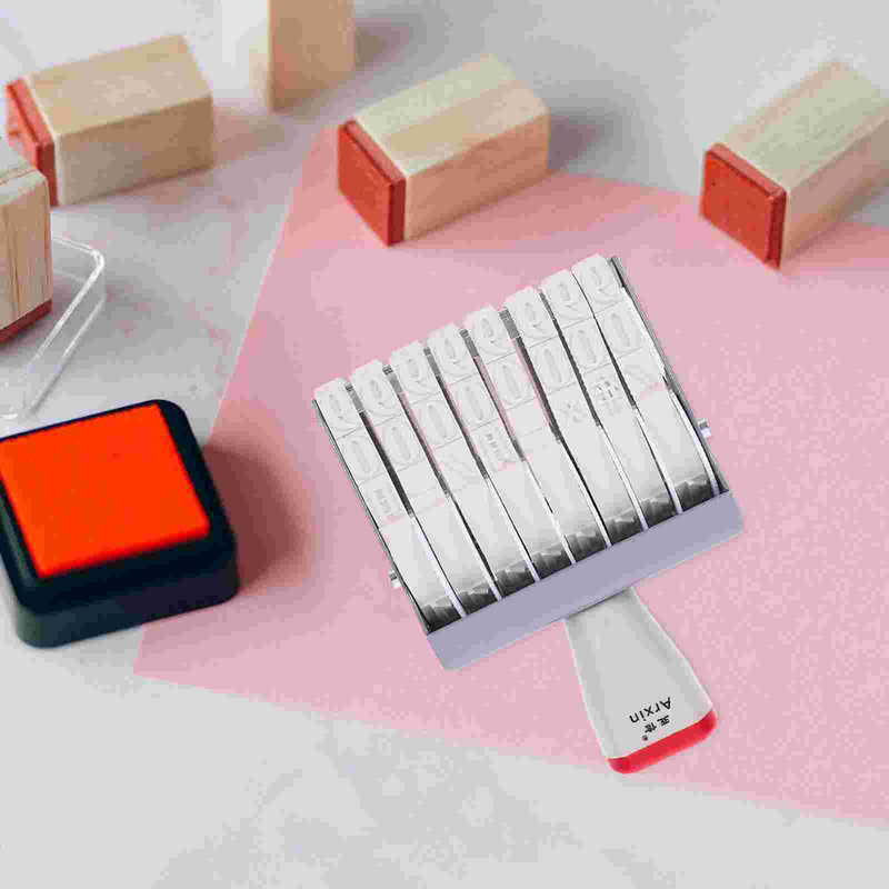 Handle Multi-use Portable Date Stamper Multi-function Date Roller Stamp Handheld Date Time Stamper (8 )