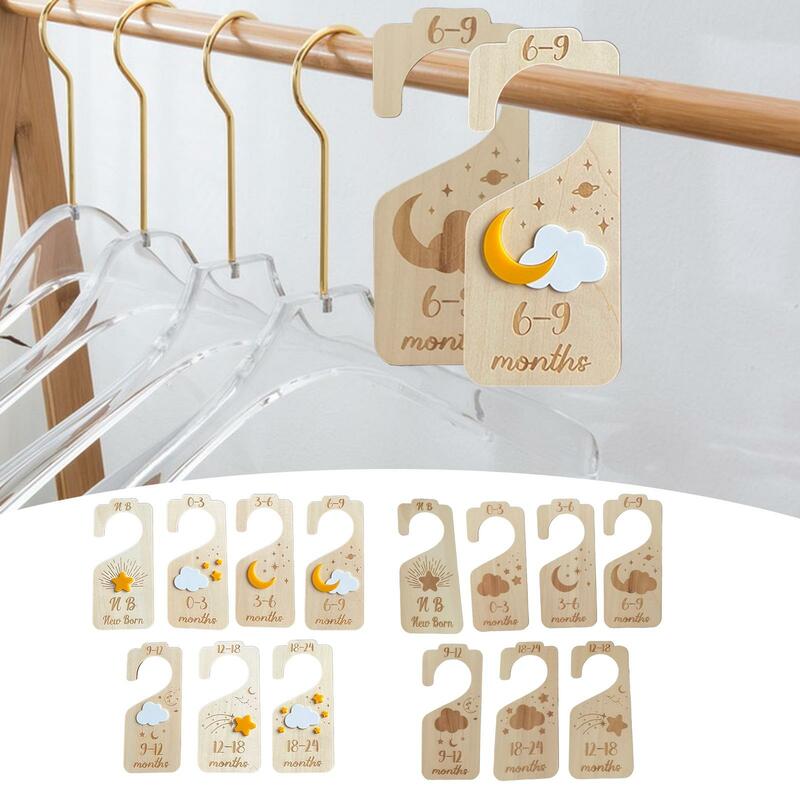 7x Baby Closet Organizer from Newborn to 24 Months Nursery Decor Wood Hanger Dividers Infant Wardrobe Divider for Mom Gifts