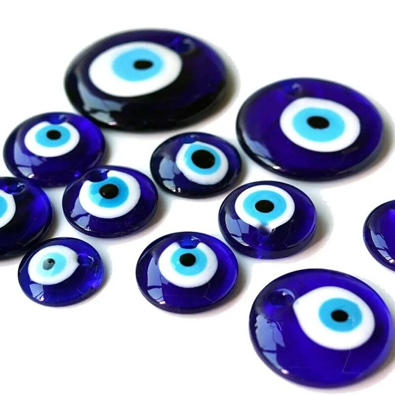 Pingente Unisex Olho Azul Sorte, Encantos de Olho Mau, Acessórios Jóias, Rodada Clássica, Colar Casal Sorte, 25, 30, 40, 60mm