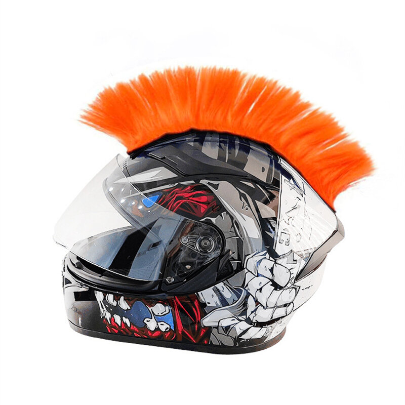 Coloridas decoraciones para casco, pelo Punk para bicicleta, pelucas sintéticas universales Hawks Mohawk, accesorios reutilizables para motocicleta y coche