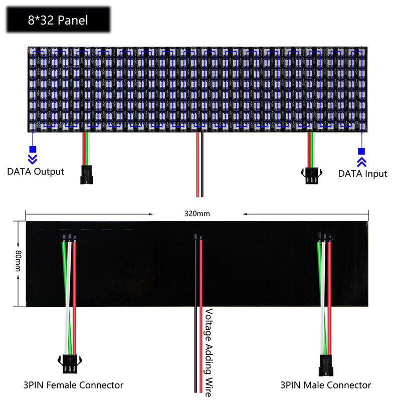 Panel de luz LED Digital Flexible, Panel de luz direccionable individualmente WS2812IC 8x8 16x16, módulo de pantalla Matrix DC5V
