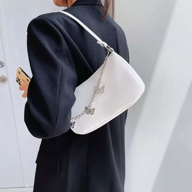 Modna kopertówka ze skóry Pu torebki projektanci kobieta torebka motyl łańcuszek z krzyżykami-torebka damska torebka luksusowe torebki damskie torebki
