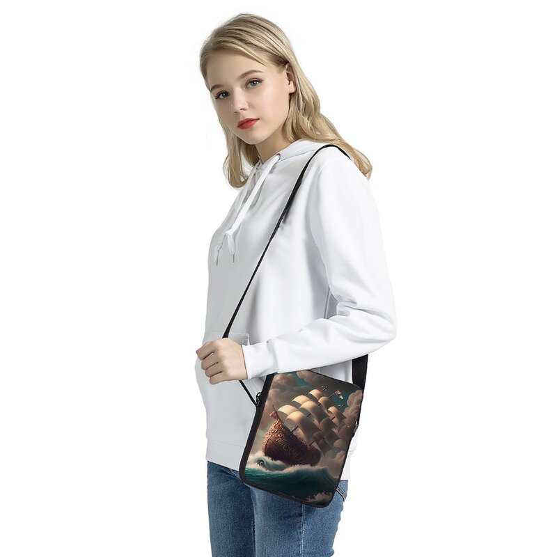 Moda na moda legal barco 3d impressão saco do mensageiro para a escola meninos meninas selvagem cruz corpo sacos criativo 2023novo saco de almoço mochila