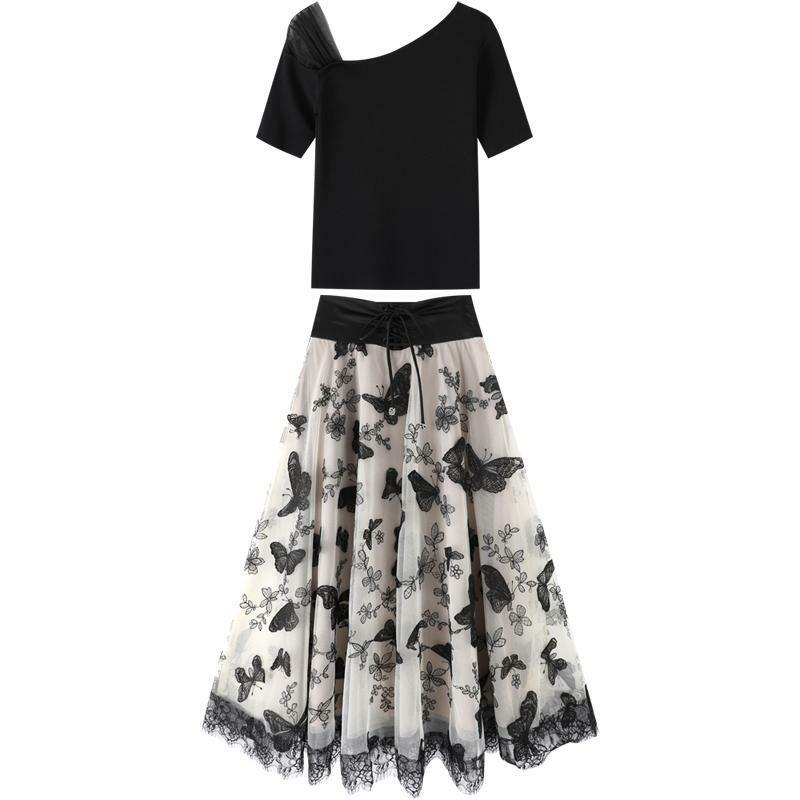 Summer Women Clothing Fashion Cute Butterfly Printed Mesh Skirts