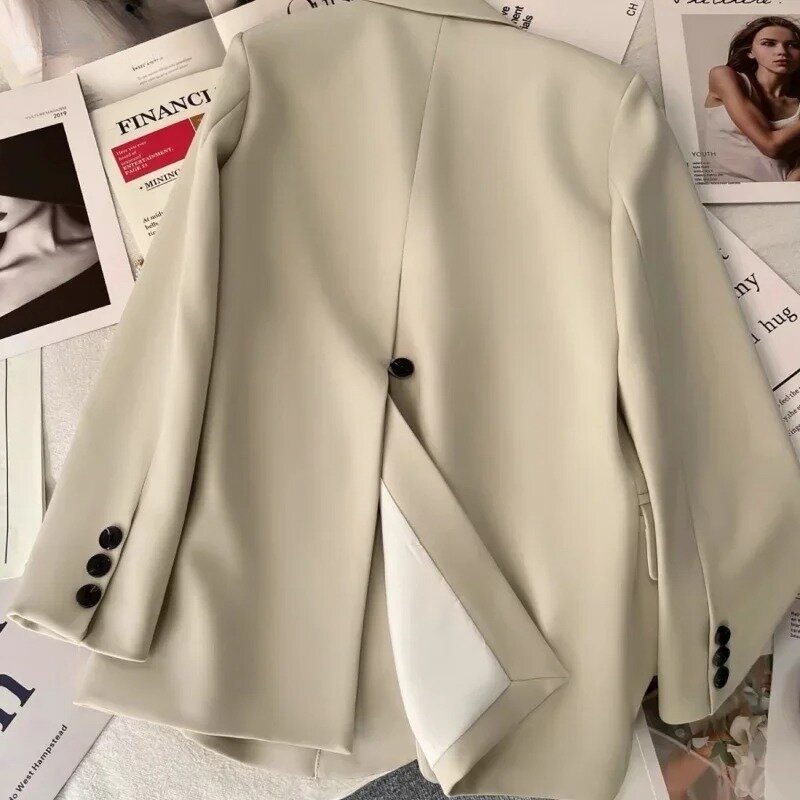 Solid Blazers Women Spring Classic All-match Office Ladies Casual Daily Korean Fashion Button Designed Popular Soft Basic Chic
