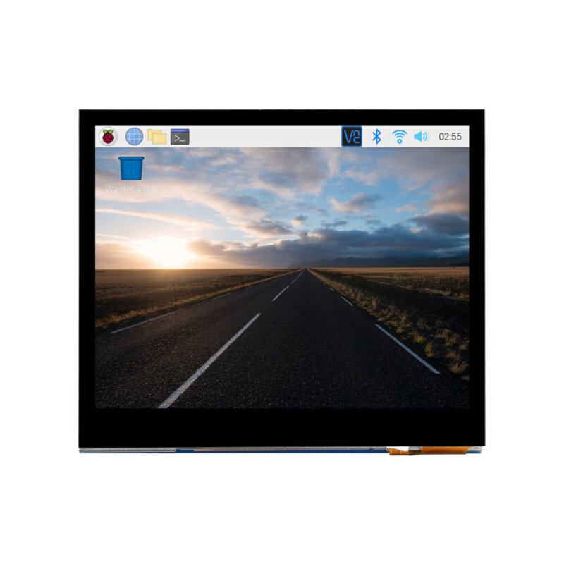 Waveshare LCD layar sentuh kapasitif 3.5 inci untuk Raspberry Pi, 640 × 480, DPI, IPS, penutup kaca keras, solusi daya rendah