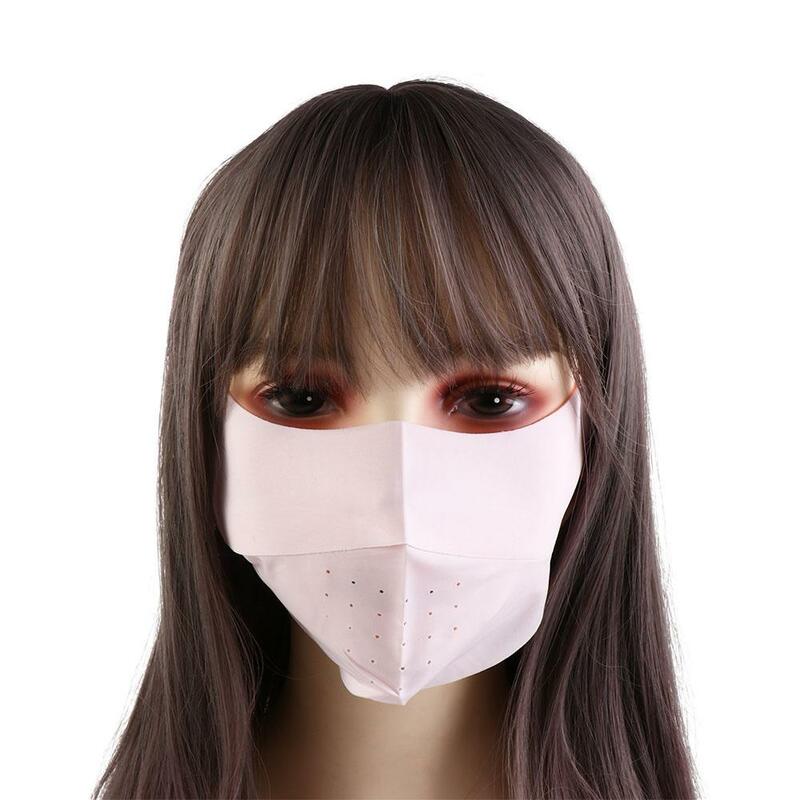 男性と女性のための通気性のあるシルクフェイスマスク,顔の保護,防塵,運転用,速乾性,アンチUV