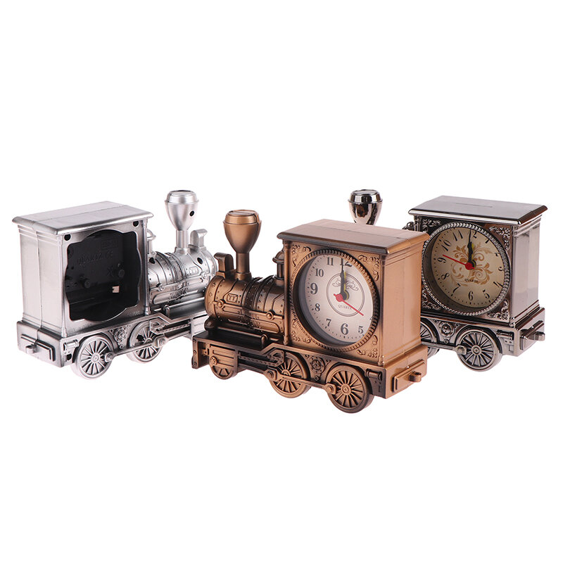 Creative Locomotive Train Alarm Clock Antique Engine Design Table Desk Decor Ornaments