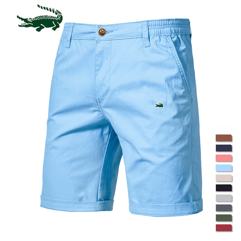 2023 neue Sommer Baumwolle feste Shorts Männer hochwertige lässige Business soziale elastische Taille Männer Shorts 10 Farben Strand Shorts