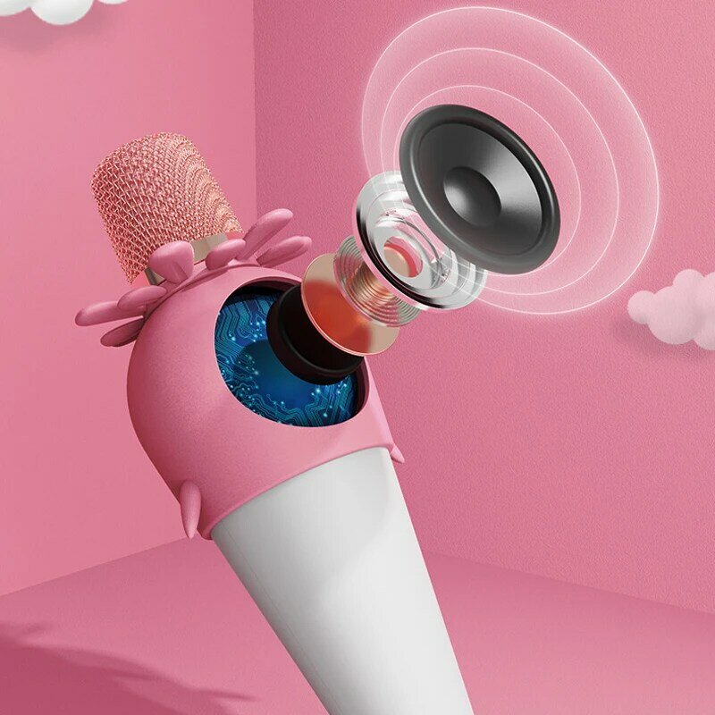 Wireless Karaoke Microphone Bluetooth-compatible Handheld Mic Speaker Machine for Children's Gifts Portable Karaoke Machine