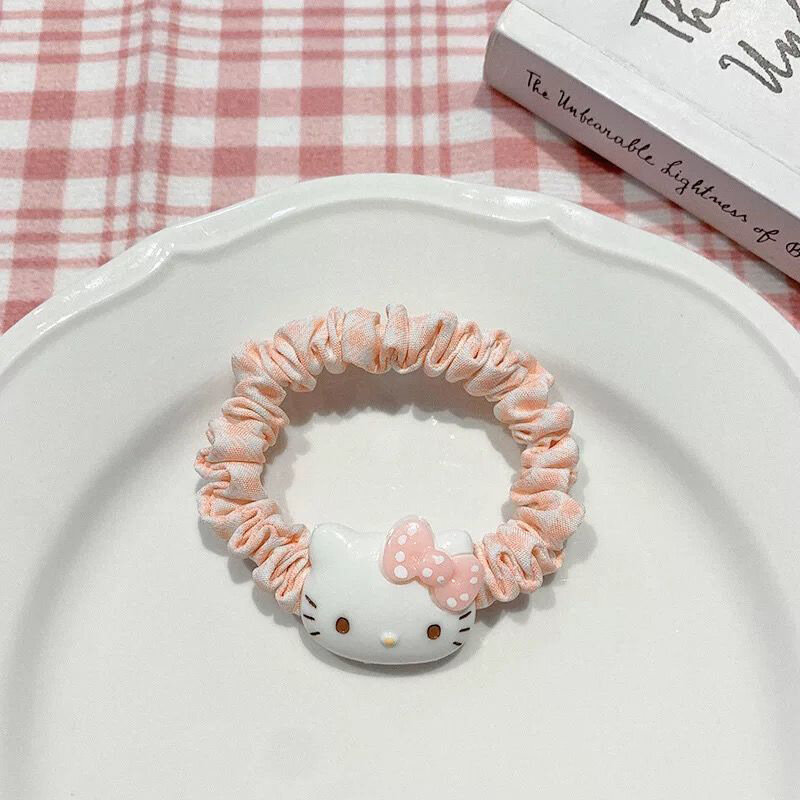 Sanrio pierścienie do włosów na warkocze Anime rysunek Hello Kity Melody Kuromi Kawaii lalki na prezent dla dziewczynek dzieci warkocze srebrny Woment