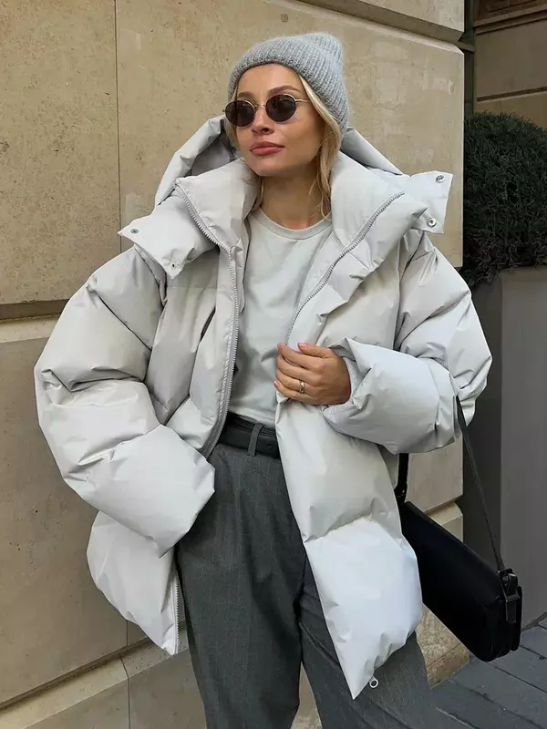 Bornladies pikowana kurtka damskie zimowe luźne kurtki w stylu Vintage pikowana kurtka odzież wierzchnia biurowa, damska ciepłe bawełniane bufiaste kurtki