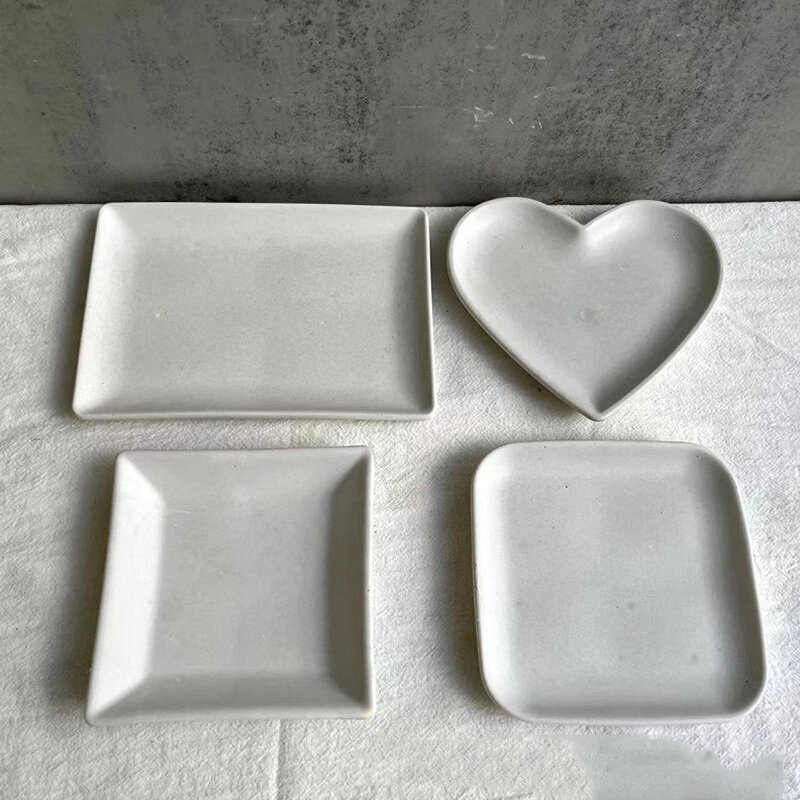 Forma do coração bandeja moldes de silicone diy cimento concreto gesso resina cola epoxy geométrica placa de prato de armazenamento molde casa artesanato decoração