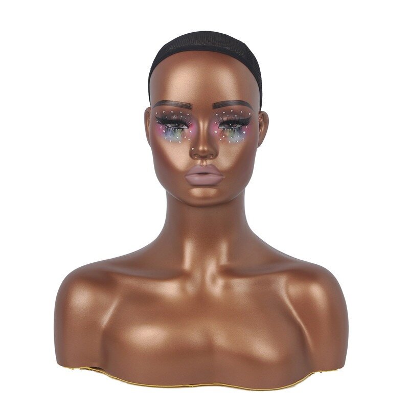 Realistic Female Mannequin Dummy Head Bust for African American Wig Display