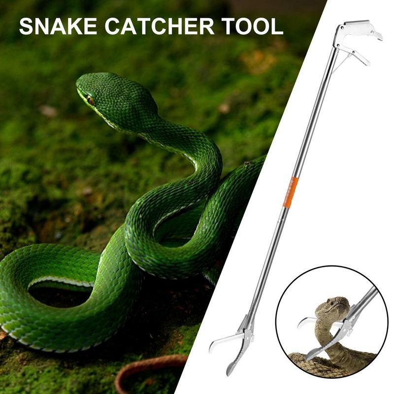 Alat pengambil ular multifungsi, penjepit ular baja tahan karat profesional, alat pengambil penjepit penangkap ular lipat