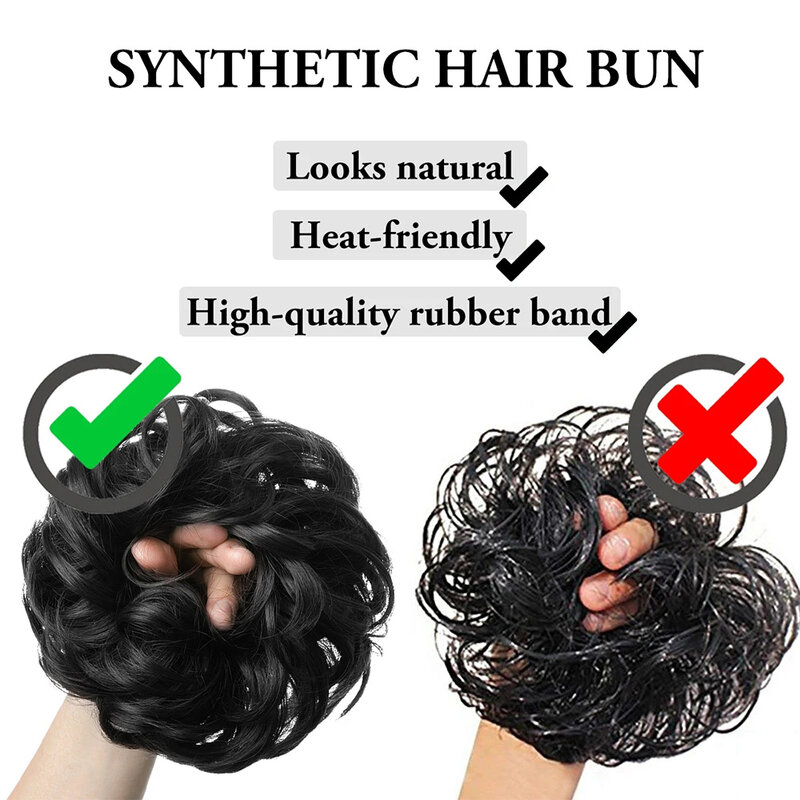 Synthetische Haarknot Extensions Rommelige Krullende Elastische Scrunchies Haarstukjes Synthetische Chignon Donut Updo Haarstukken Voor Vrouwen
