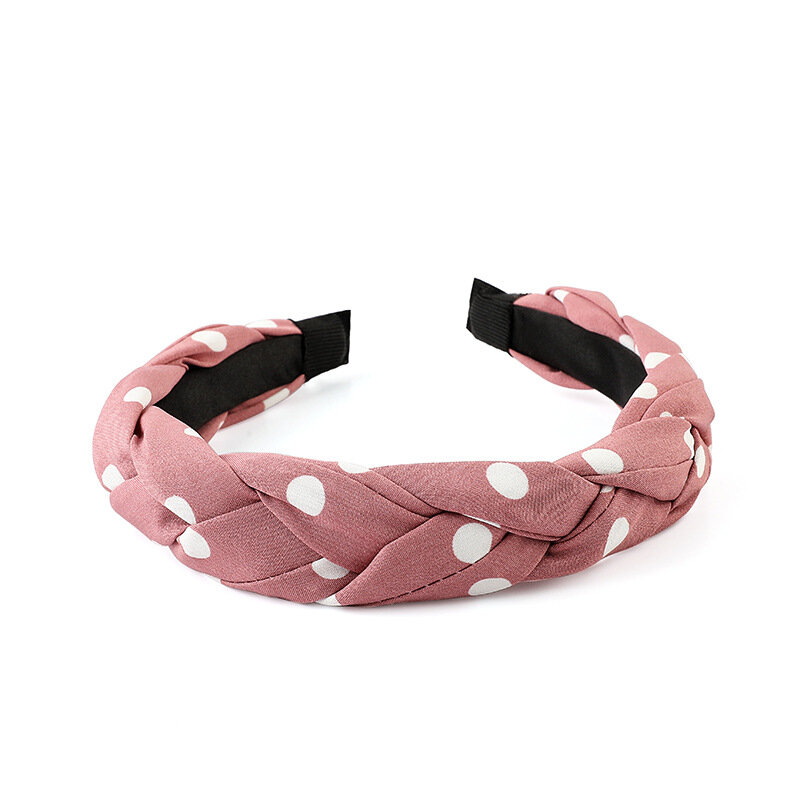 Korean fabric cross braided polka dot headband, jewelry wide-brimmed hair accessories, cute female headband headband