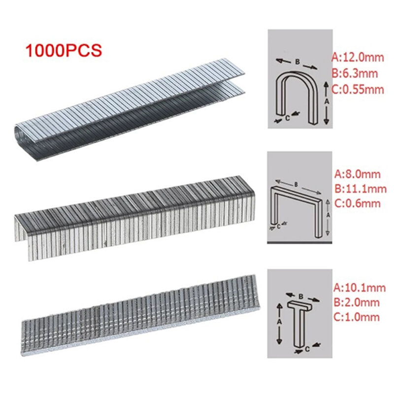 1000Pcs T-Shape U-Shape Door-Shape Staples Cost-effective Nails For Furniture Upholstery Manual Staple Gun Household Hand Tools