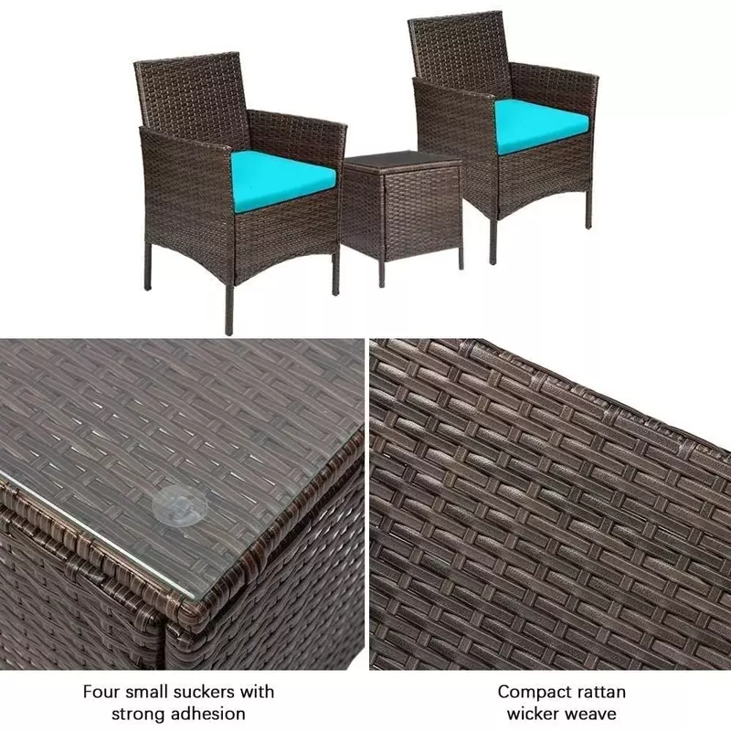 Outdoor Chair, Patio Porch Furniture Sets, 3 Pieces PE Wicker Chairs with Table Outdoor Garden Furniture Sets, Outdoor Chair