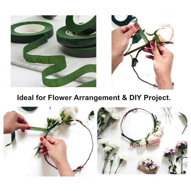 Cinta Floral para envolver tallos de papel de floristería, 48 rollos de cinta para envolver tallos de ramo, arreglo Floral (1/2 pulgadas X 30 yardas)