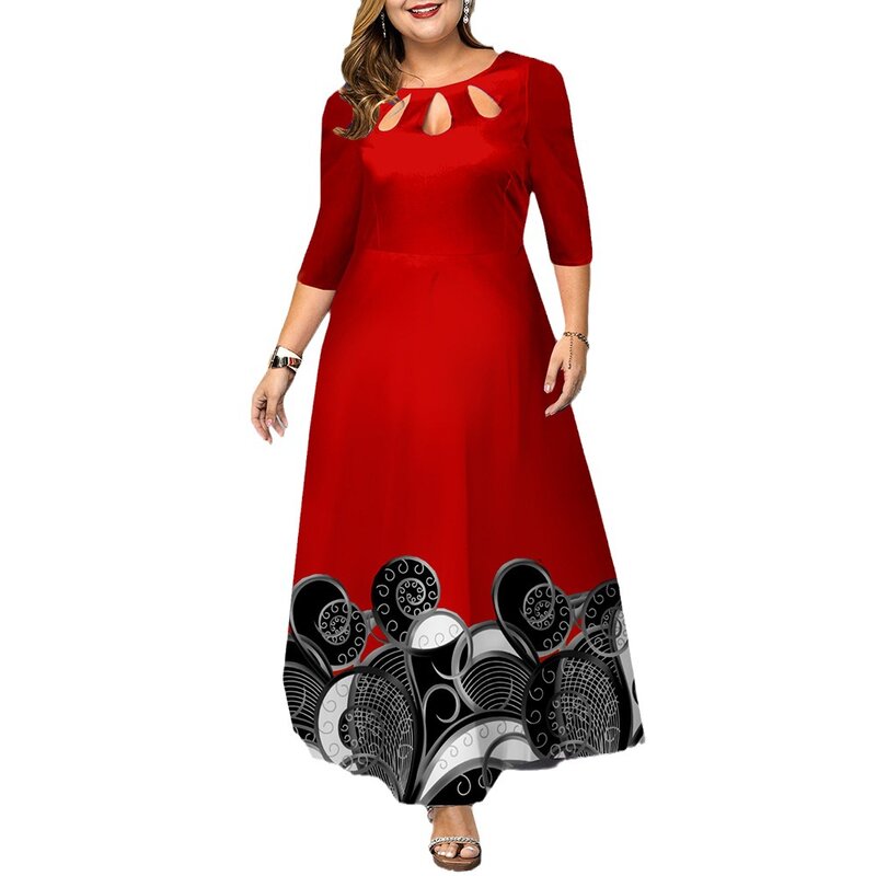 Новинка 2023, женское длинное платье-пуловер со средней посадкой и рукавом 3/4 с цифровым принтом