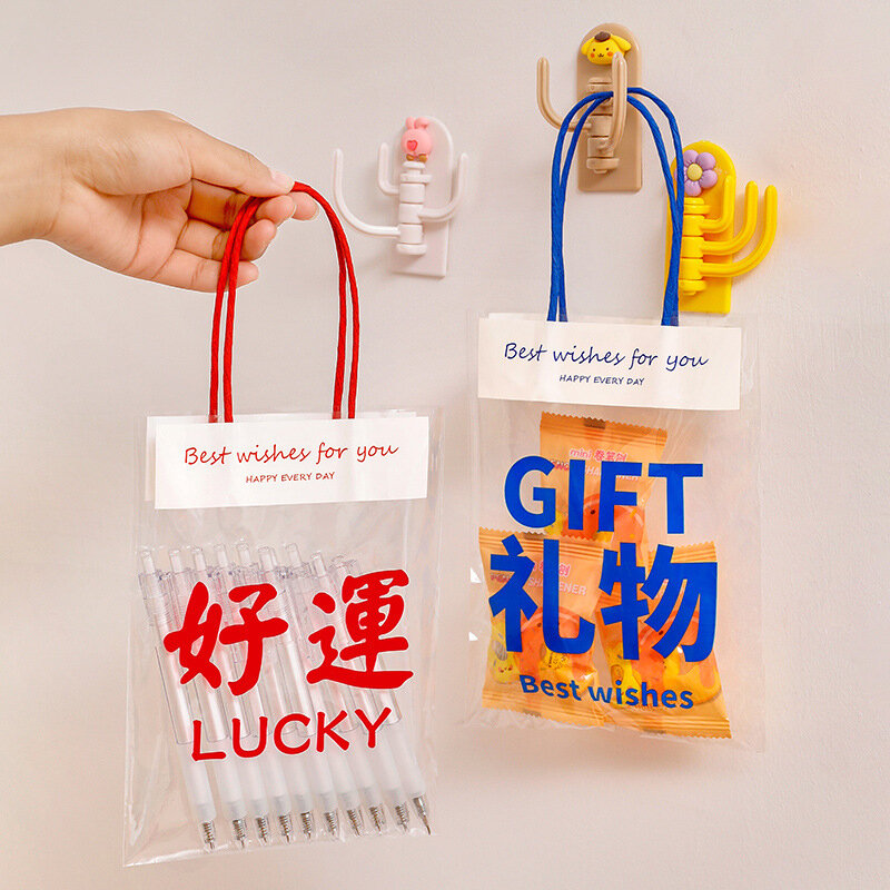 Creatieve Cadeau Draagtas Transparant Mini Grappig Cadeau Tas Met Handvat Sieraden Oorbellen Ketting Verpakking Plastic Verpakking Tas